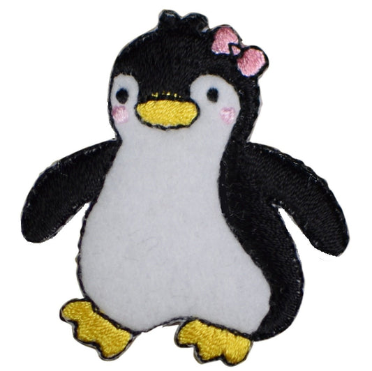 Girl Penguin Embroidered Patch — Iron On 1.75"