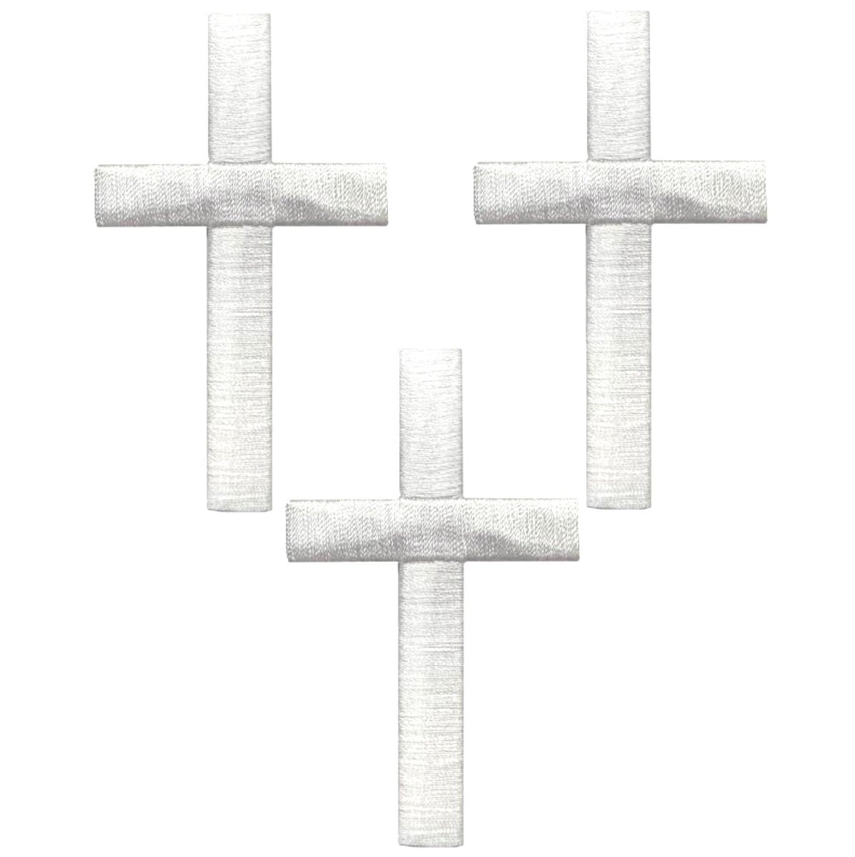 Large White Cross Embroidered Patch — 3-Pack — Iron On 3"