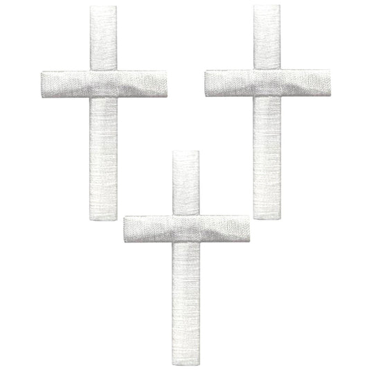 Large White Cross Embroidered Patch — 3-Pack — Iron On 3"