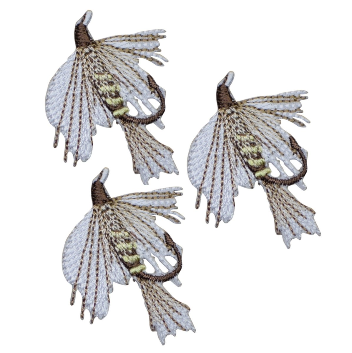 Small Fly Fishing Lure Embroidered Patch — 3-Pack — Gold Ribbed Hare's Ear 1.5" — Iron On