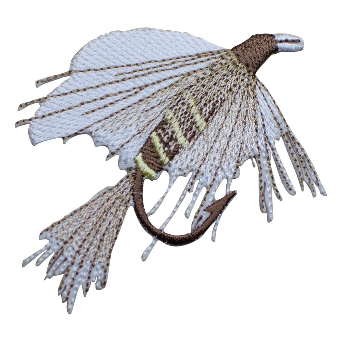 Large Fly Fishing Lure Embroidered Patch — Gold Ribbed Hare's Ear 3" — Iron On