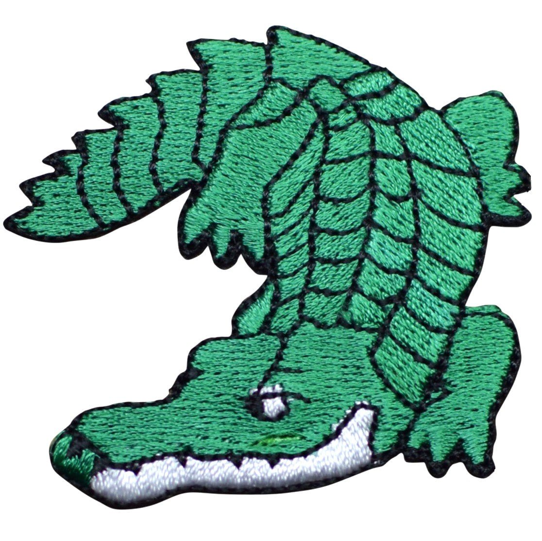 Alligator Embroidered Patch — green reptile — Iron On 2-1/4"