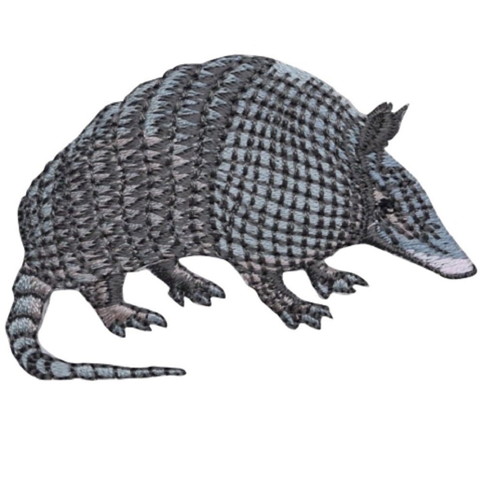 Armadillo Embroidered Patch — Facing Right, Zookeeper, Animal Badge 2.5" — Iron On