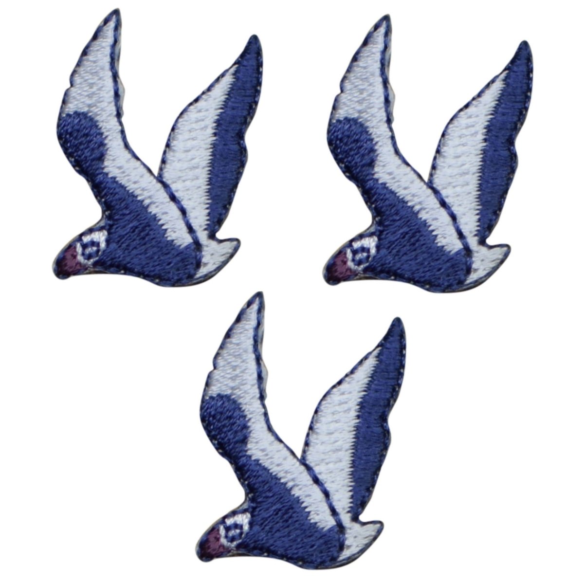 Mini Seagull Embroidered Patch — 3-Pack — Iron On 1-1/8"
