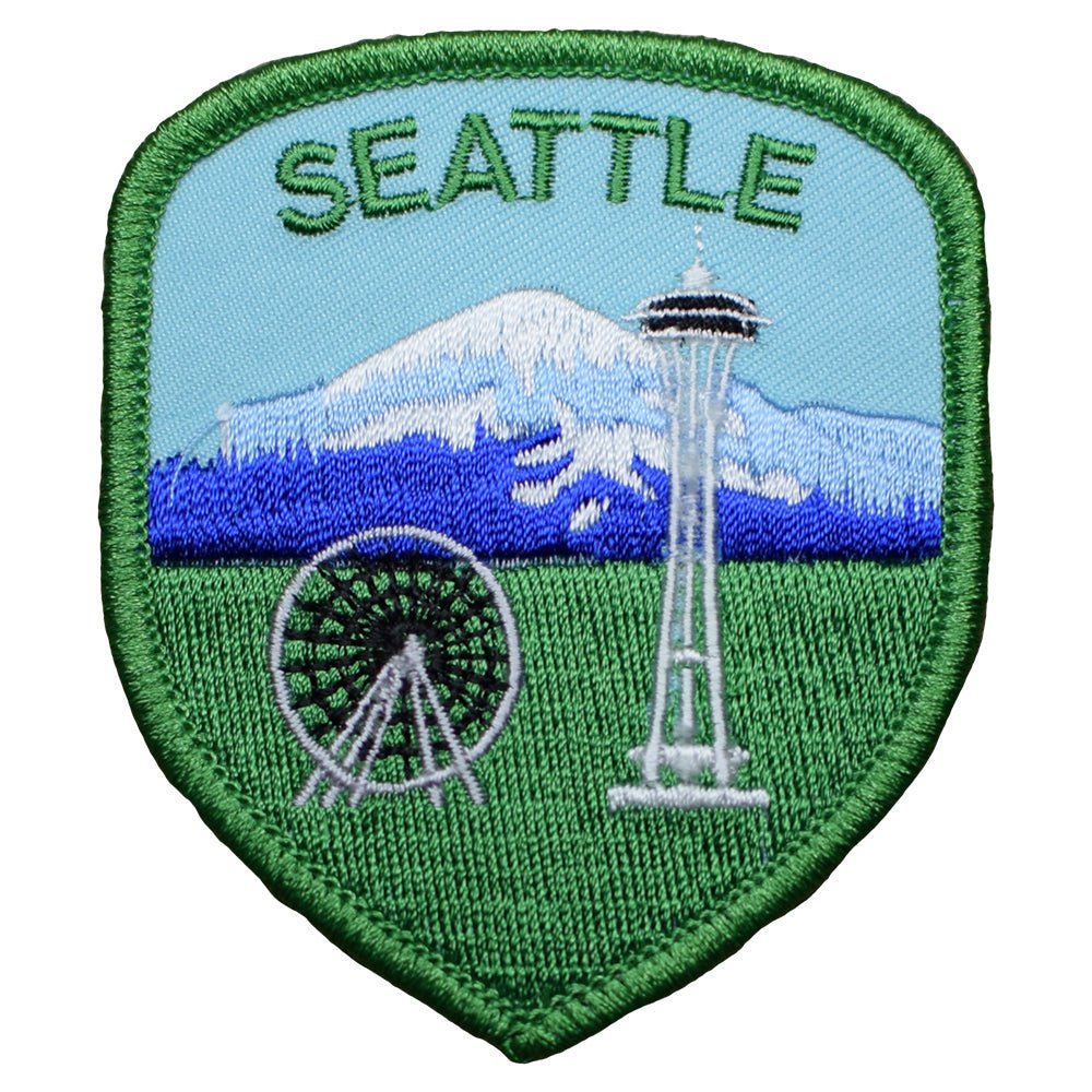 Seattle Embroidered Patch — Washington, Mount Rainier Badge 3" — Iron On