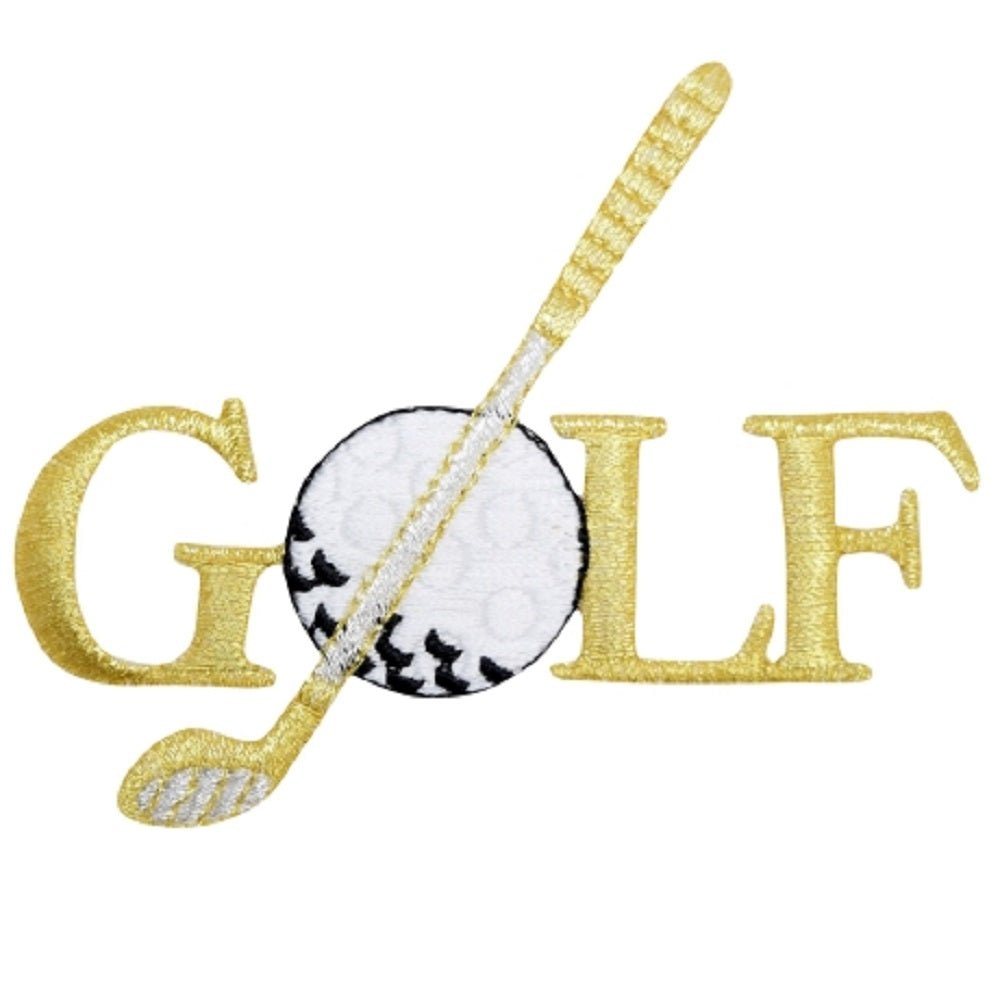 Golf Embroidered Patch — gold — Iron On 3.5"