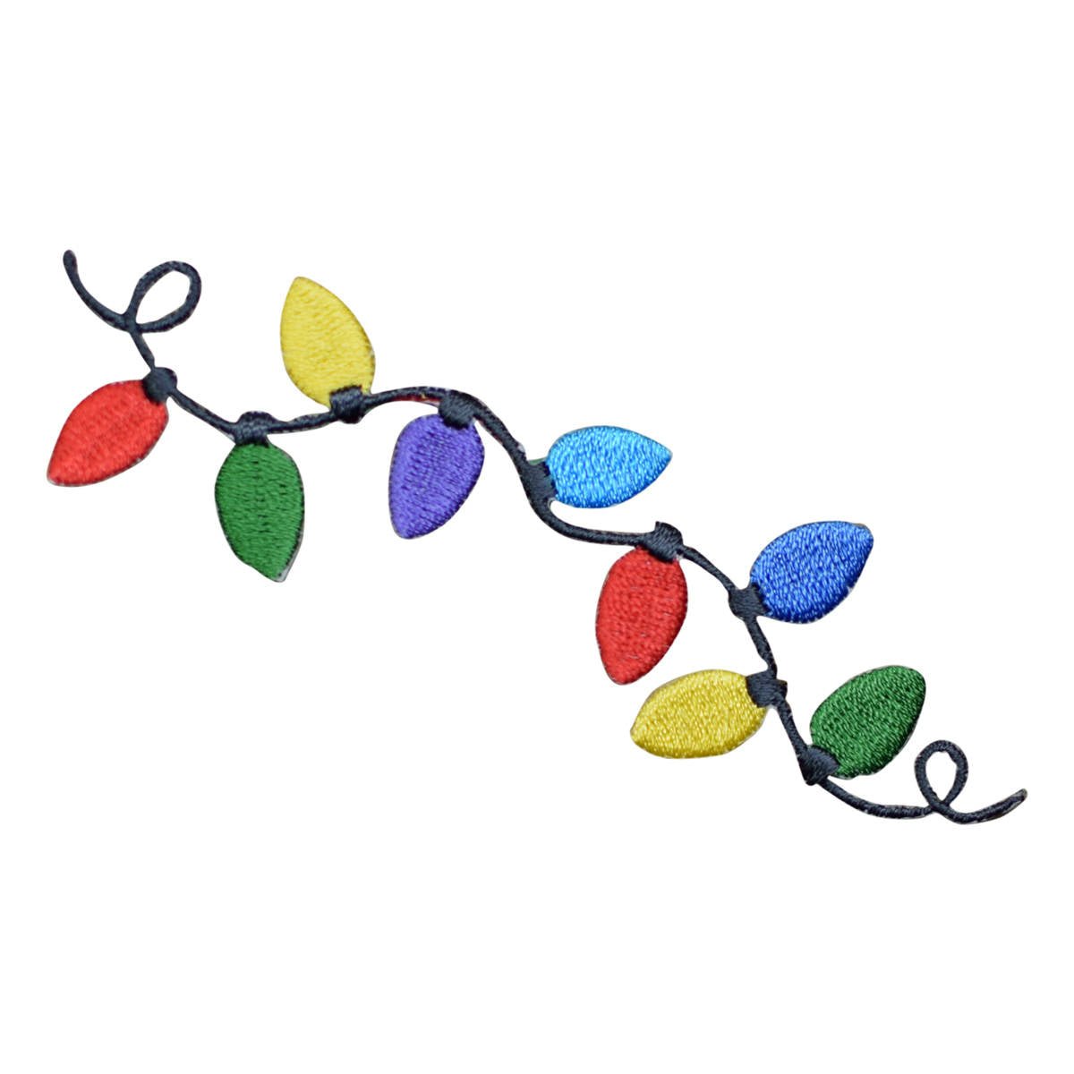 Colorful Christmas Lights Embroidered Patch — Iron On 4-1/8"