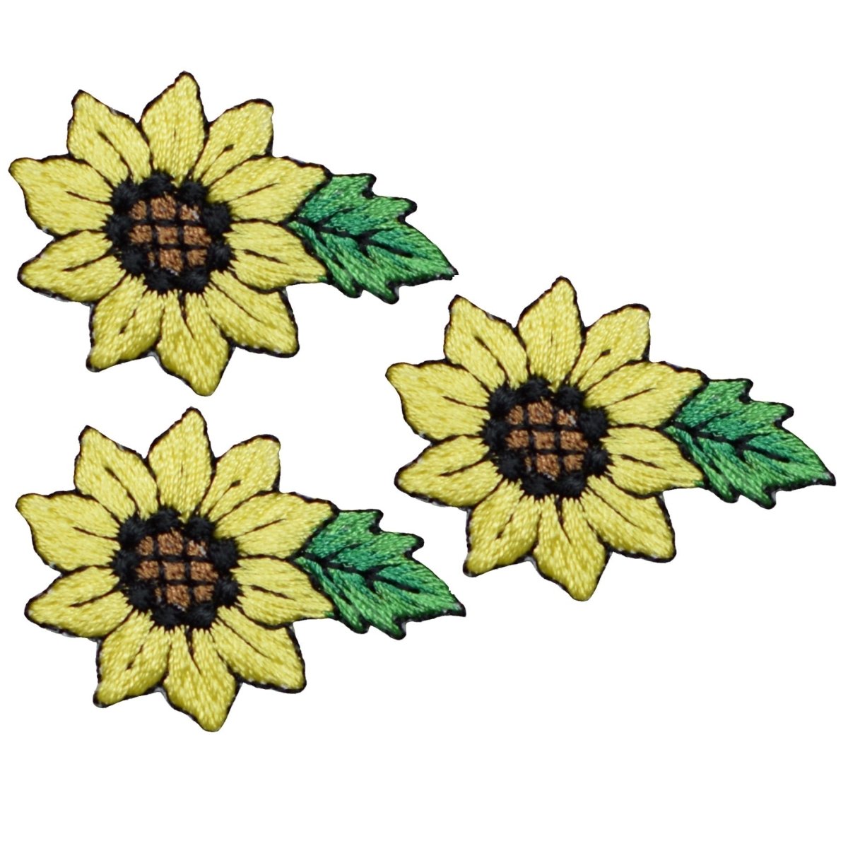 Sunflower Embroidered Patch — 3-Pack — Iron On 1-5/8"