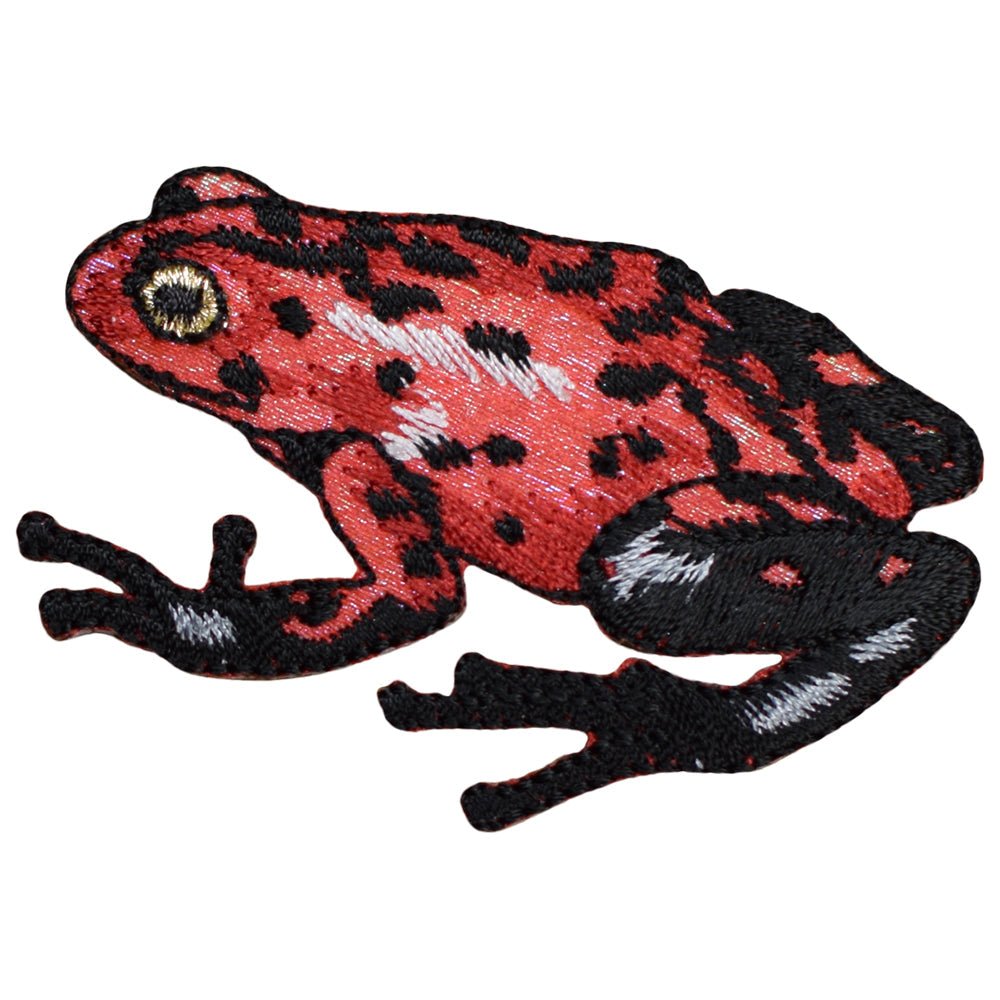 Shiny Red Frog Embroidered Patch — 2-3/8" — Iron On