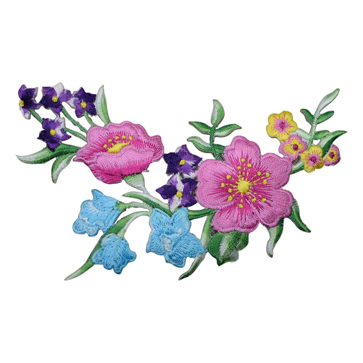 Flower Embroidered Patch — Arrangement, Blooms Badge 5" — Iron On