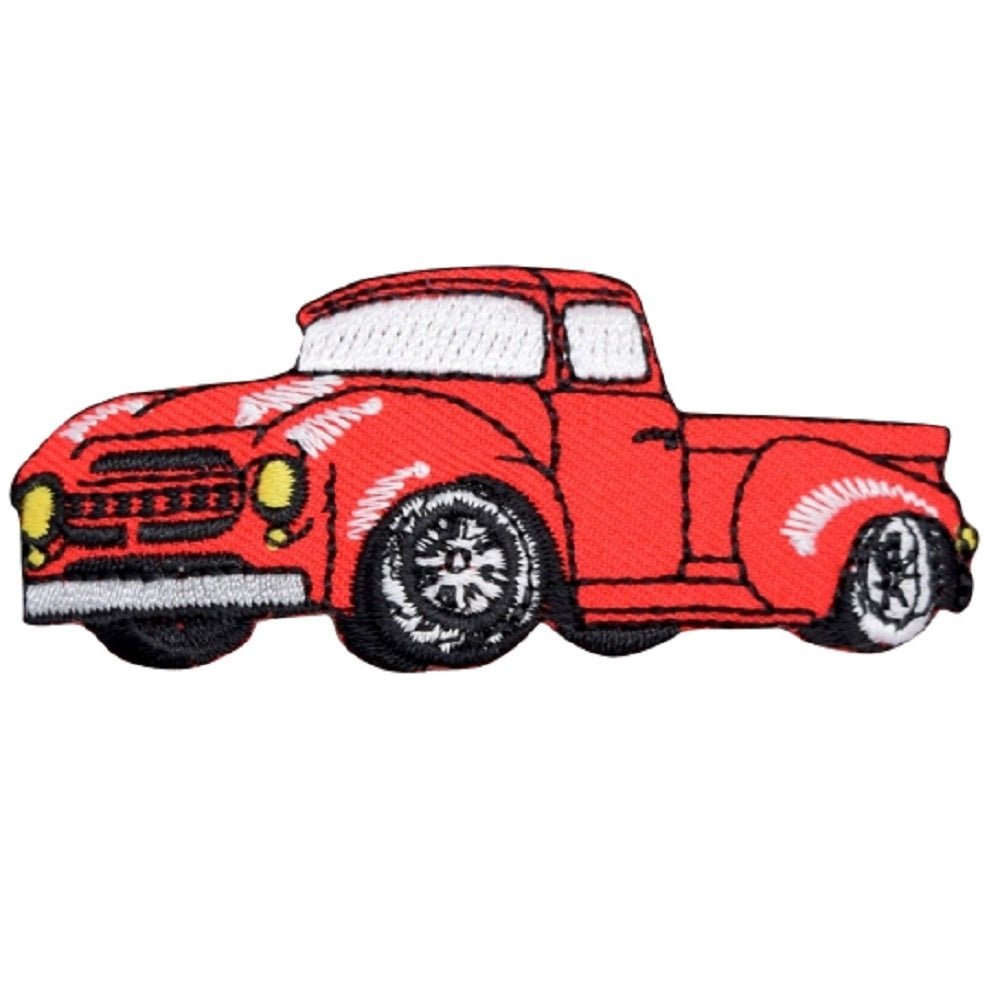 Red Hot Rod Truck Embroidered Patch — Iron On 3"