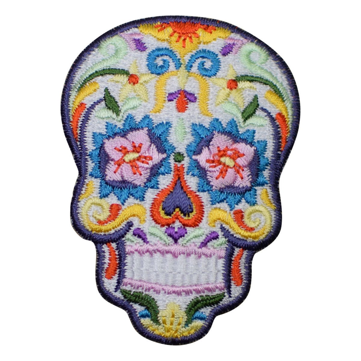 Sugar Skull Embroidered Patch — day of dead — Iron On 2.75"