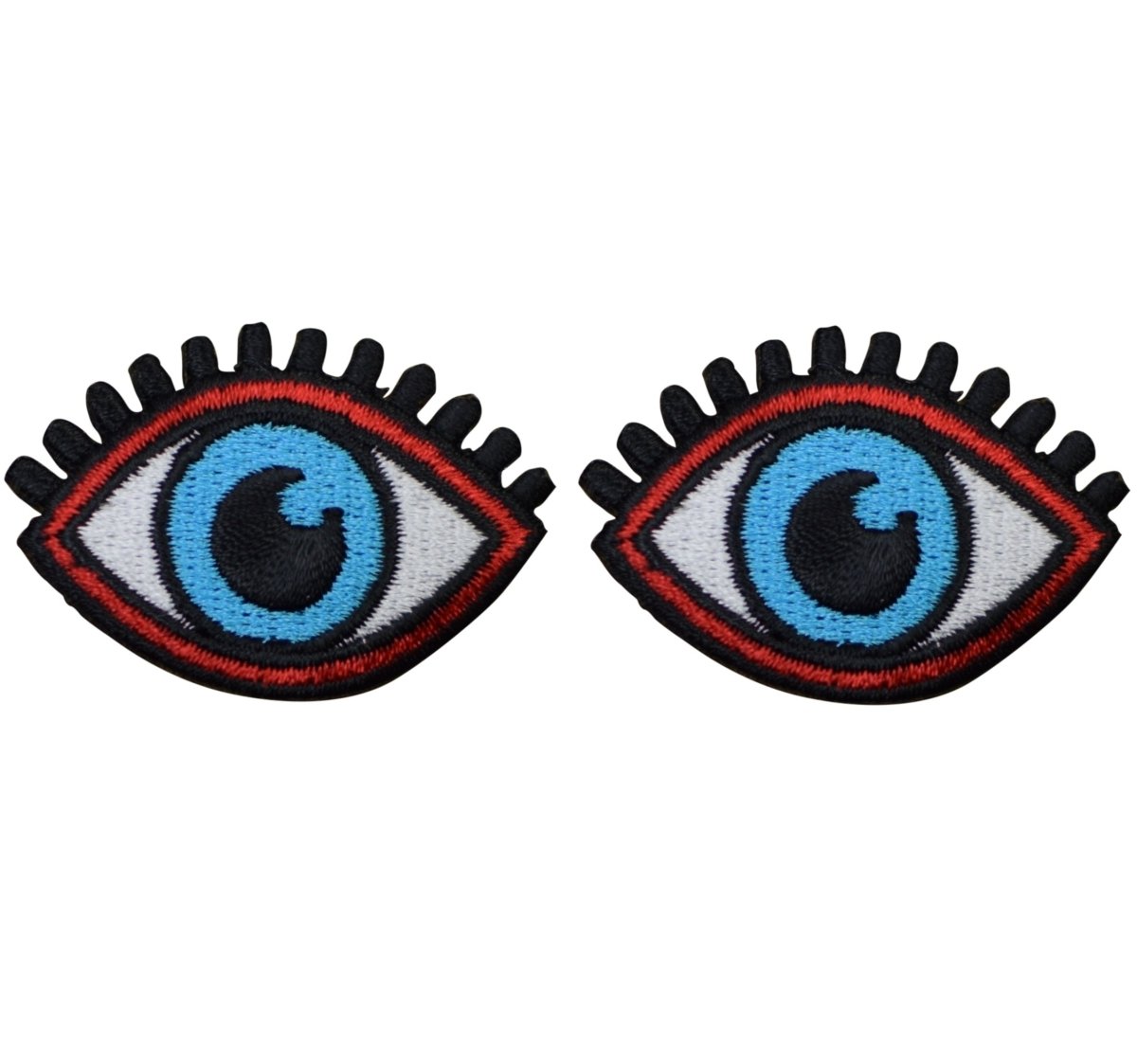 Blue Eyes Embroidered Patch — 2-Pack — Iron On 1-7/8"