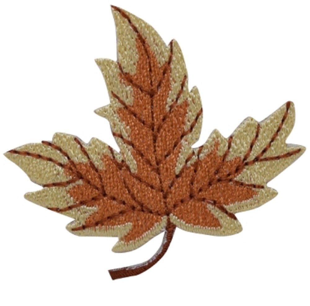 Tan & Brown Leaf Applique Patch — Iron On 2-1/8"