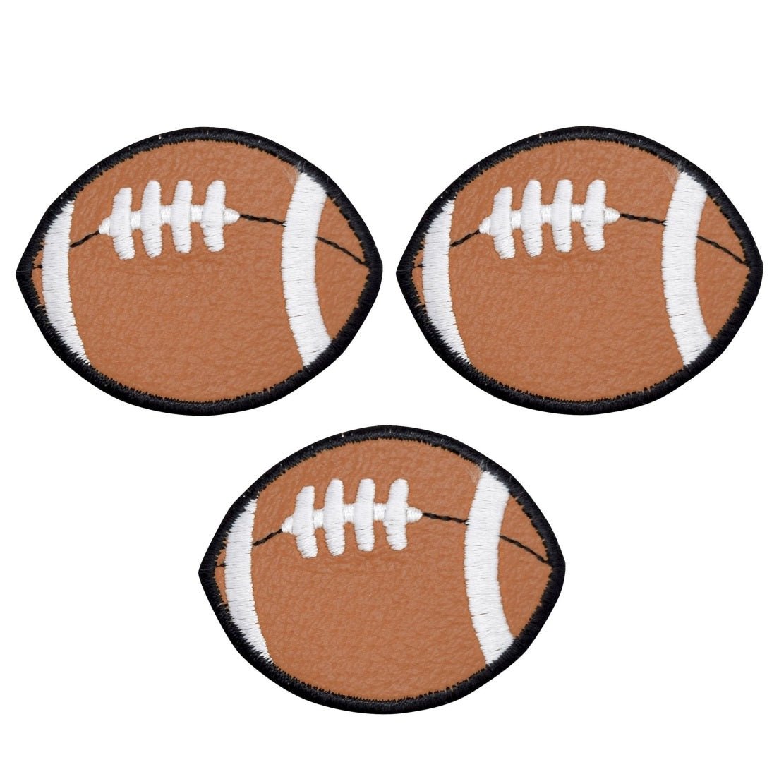 Football Embroidered Patch — 3-Pack — White Laces — Iron On 2"