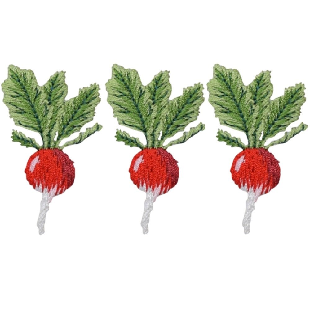 Radish Turnip Embroidered Patch — 3-Pack — Iron On 2"
