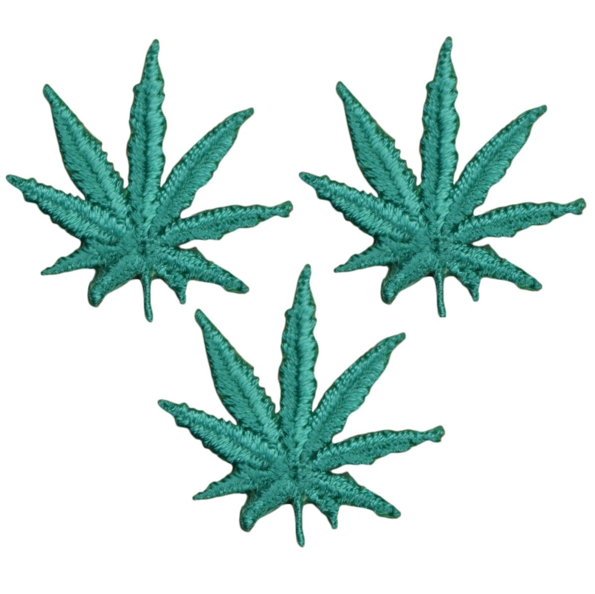 Mini Weed Leaf Embroidered Patch — 3-Pack — Iron On 1"