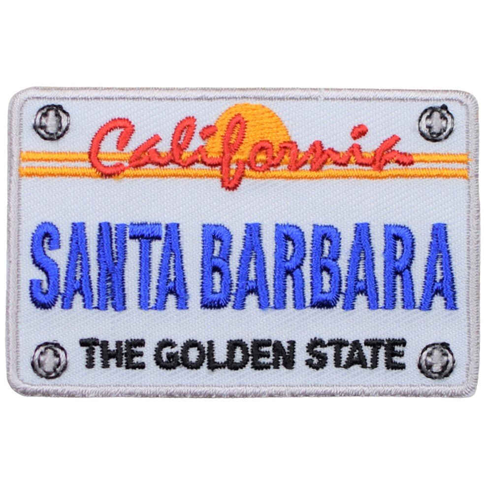 Santa Barbara License Plate Embroidered Patch — Iron On 2.75"