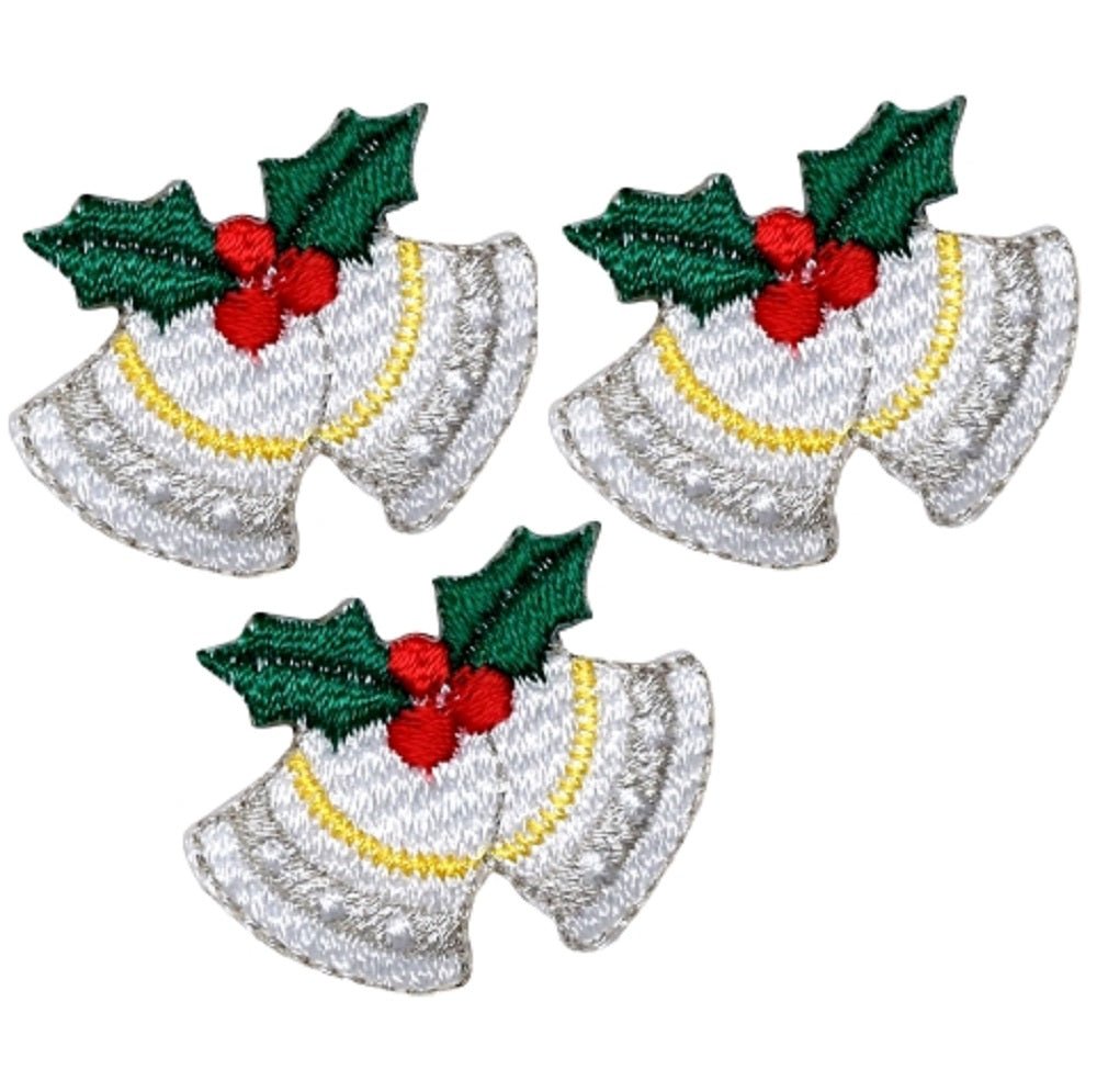 Mini Christmas Bells Embroidered Patch — 3-Pack — Iron On 3/4"