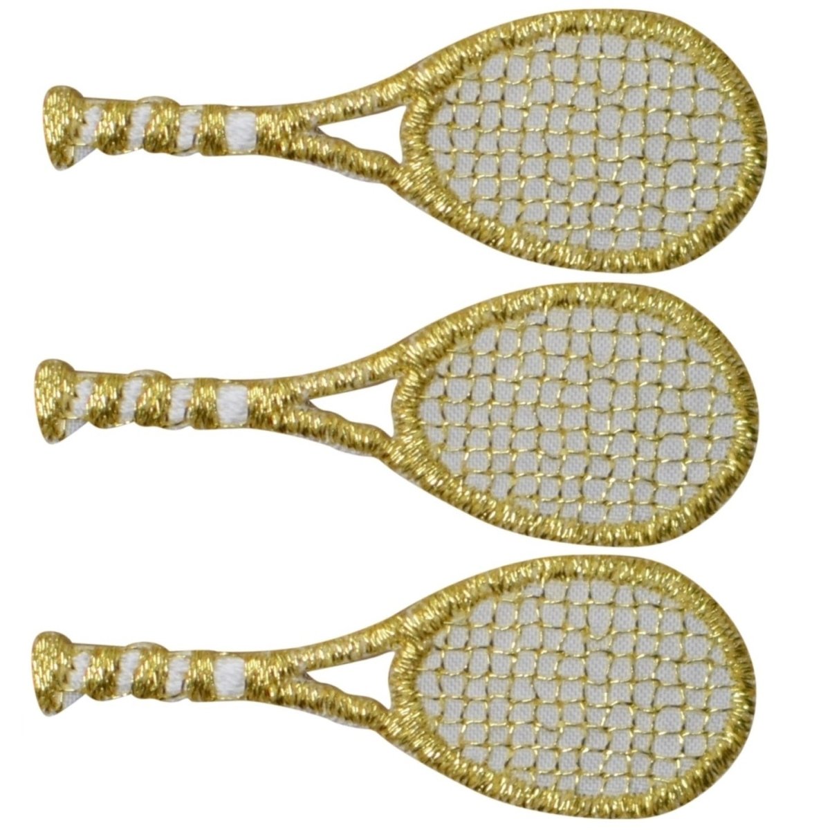 Tennis Racket Embroidered Patch — 3-Pack — Iron On 1.75"