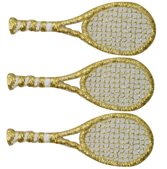 Tennis Racket Embroidered Patch — 3-Pack — Iron On 1.75"