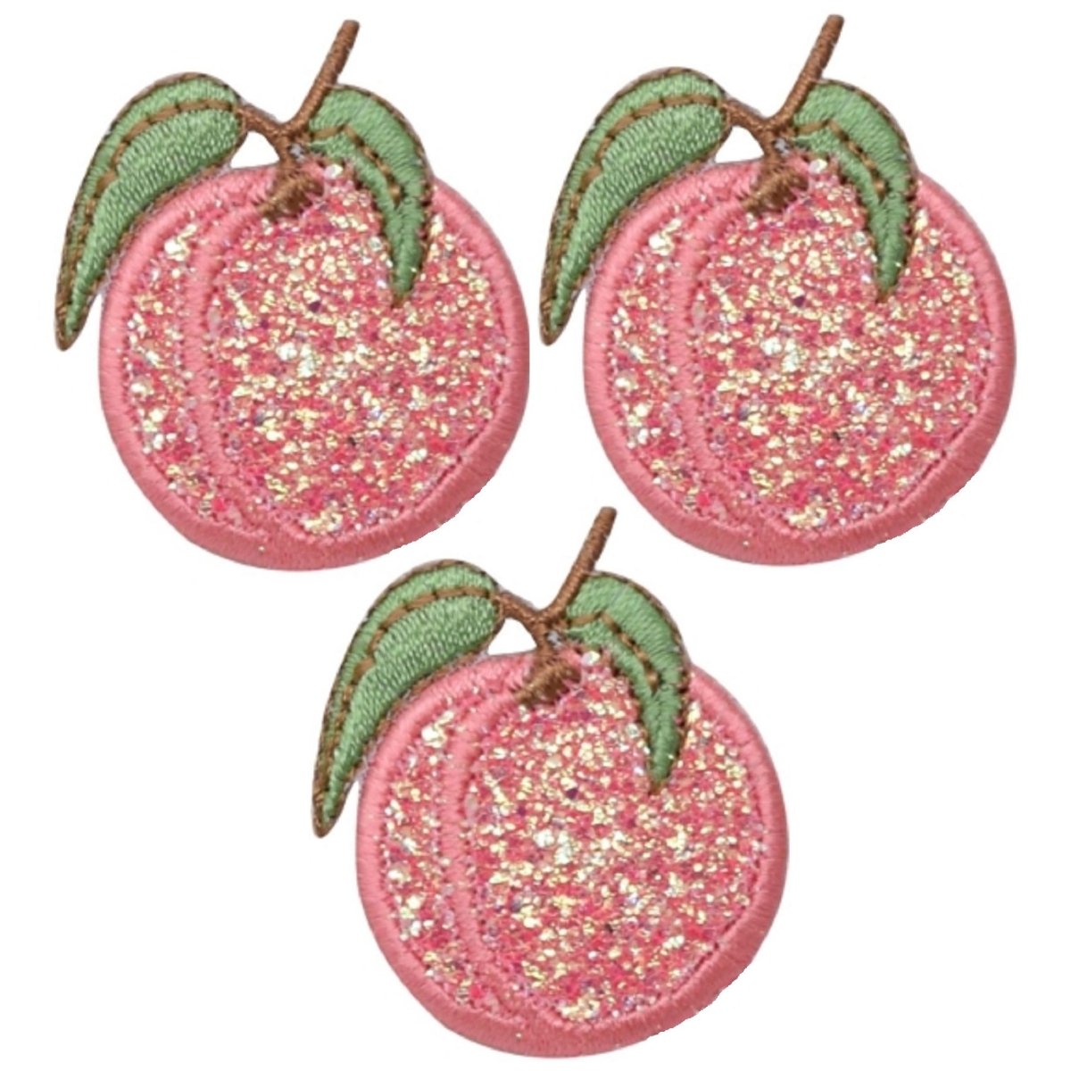 Sparkly Peach Embroidered Patch — 3-Pack — Iron On 1.5"