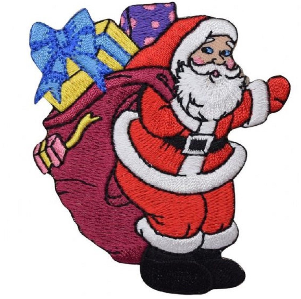 Santa Claus Embroidered Patch — with bag and presents — Iron On 3"