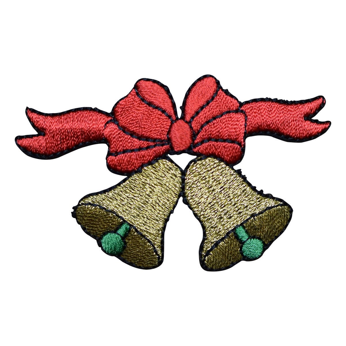 Christmas Bells Embroidered Patch — Iron On 3-1/8"
