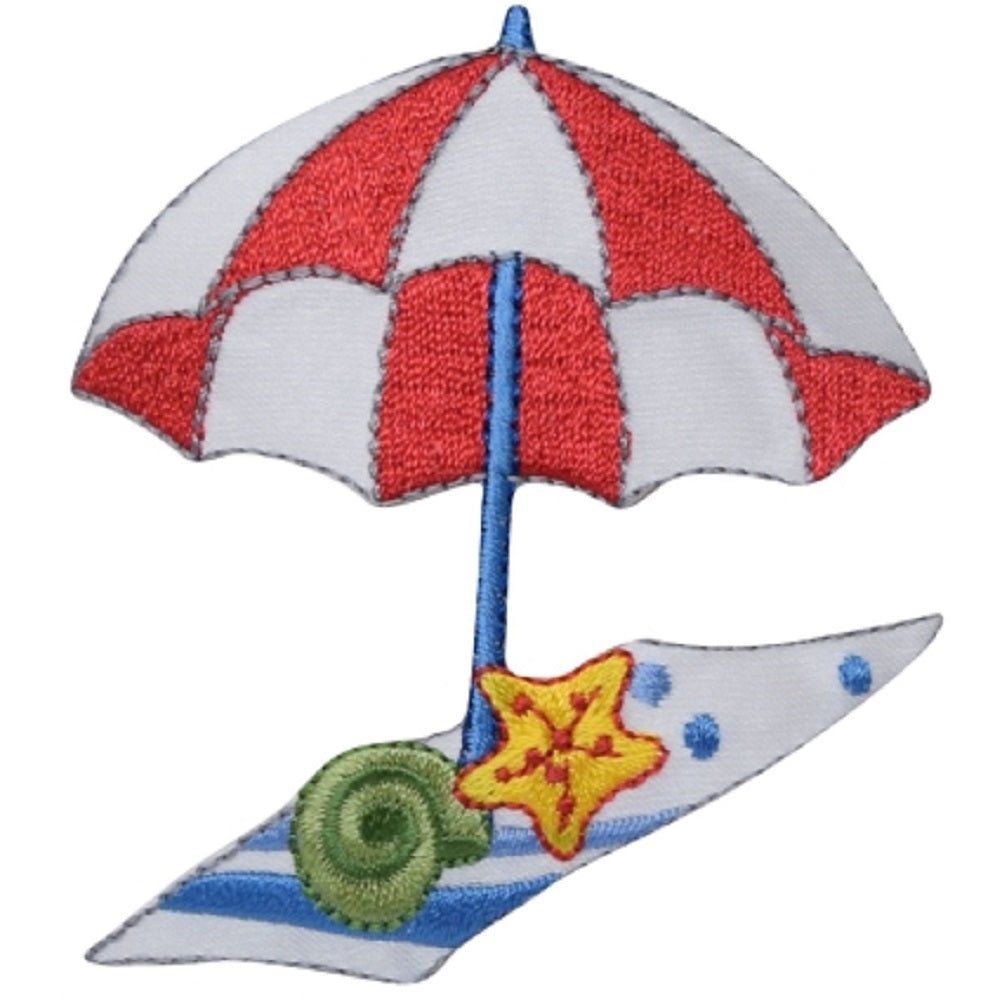 Beach Umbrella Embroidered Patch — Iron On 3"