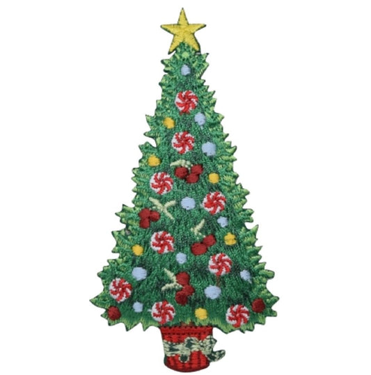 Christmas Tree Embroidered Patch — Perfect for Holidays — Iron On 3-7/8"