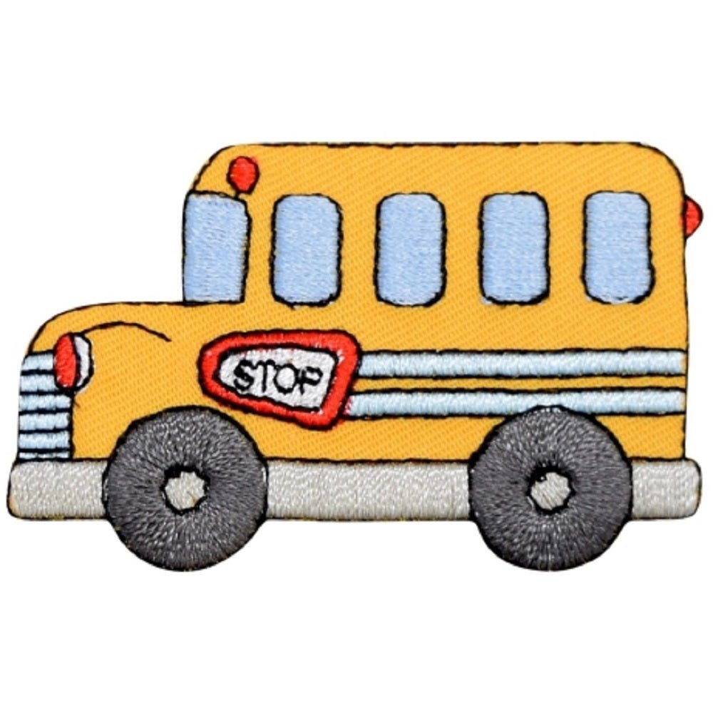 School Bus Embroidered Patch — Iron On 2-3/8"