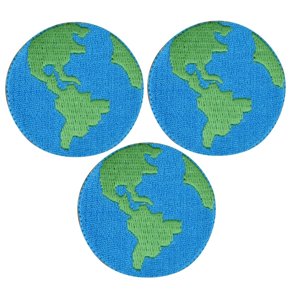 Planet Earth Embroidered Patch — 3-Pack — Iron On 1.5"