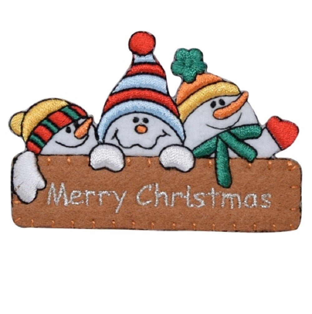 Merry Christmas Embroidered Patch — Iron On 2-7/8"