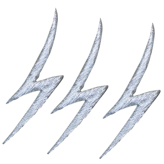 Lightning Bolt Embroidered Patch — 3-Pack — Iron On 2-1/8"
