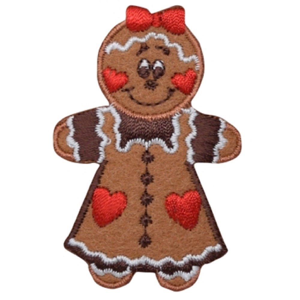 Gingerbread Girl Christmas Embroidered Patch — Iron On 2.5"