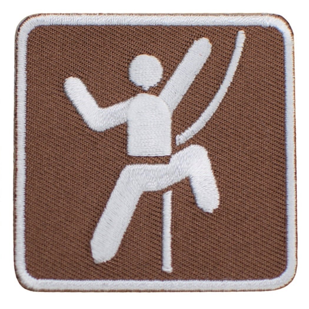 Rock Climbing Embroidered Patch — Park Sign Recreational Activity 2" — Iron On