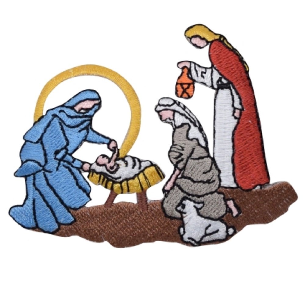 Nativity Scene Embroidered Patch — Iron On 3.25"