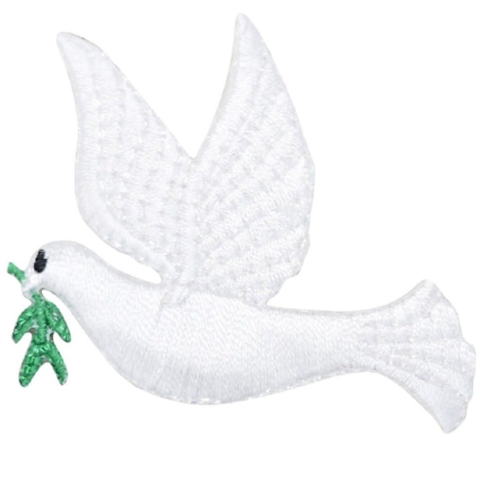 Peace Dove Embroidered Patch — Olive Branch, Bird Badge, Left 2-1/8" — Iron On