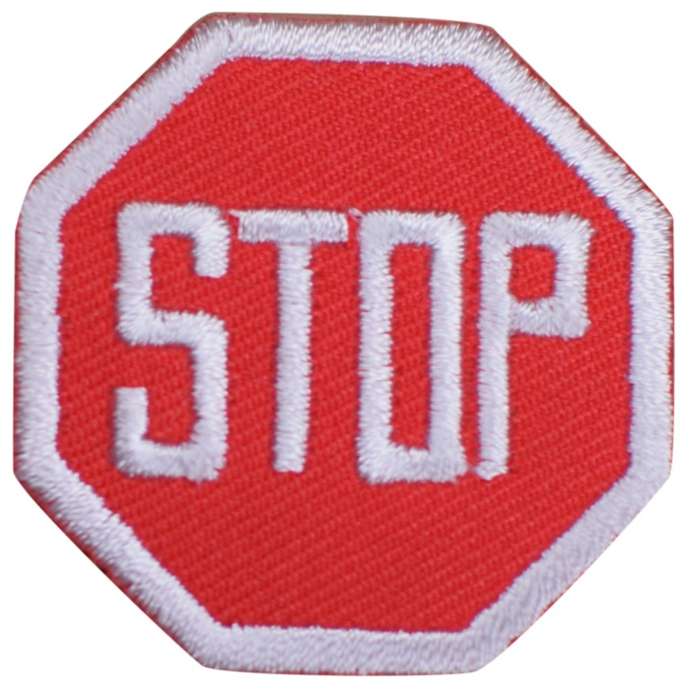 Stop Sign Embroidered Patch — Iron On 1.5"
