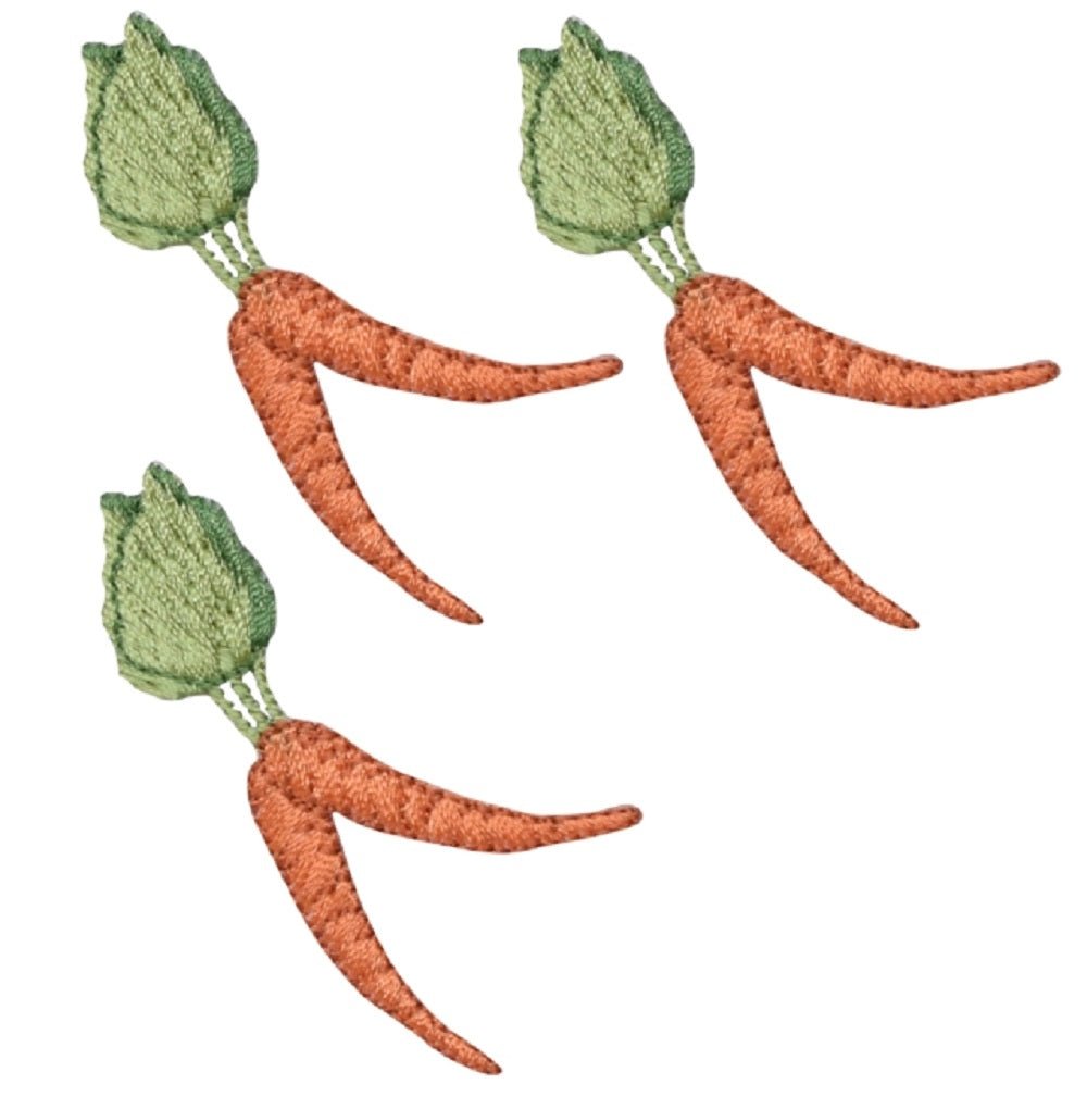 Carrot Embroidered Patch — 3-Pack — Iron On 2-3/8"