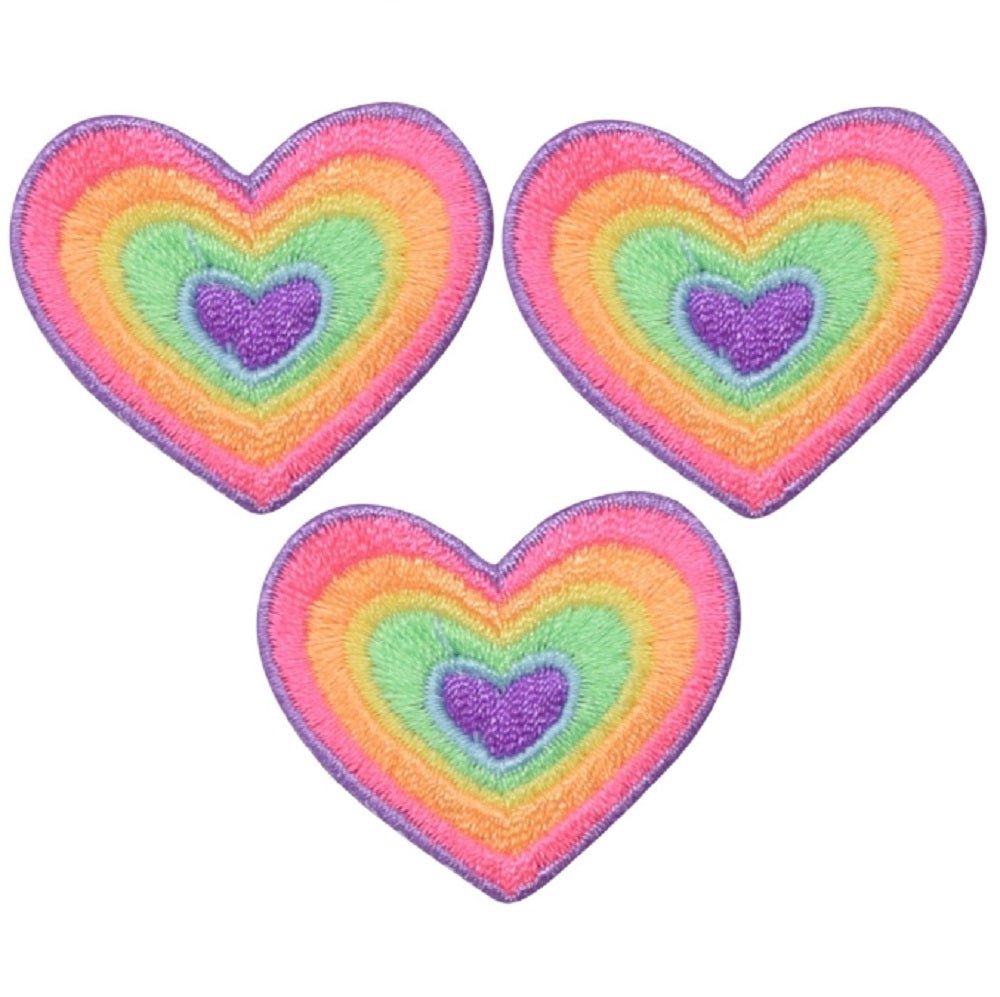 Heart Embroidered Patch — 3-Pack — Iron On 1.5"