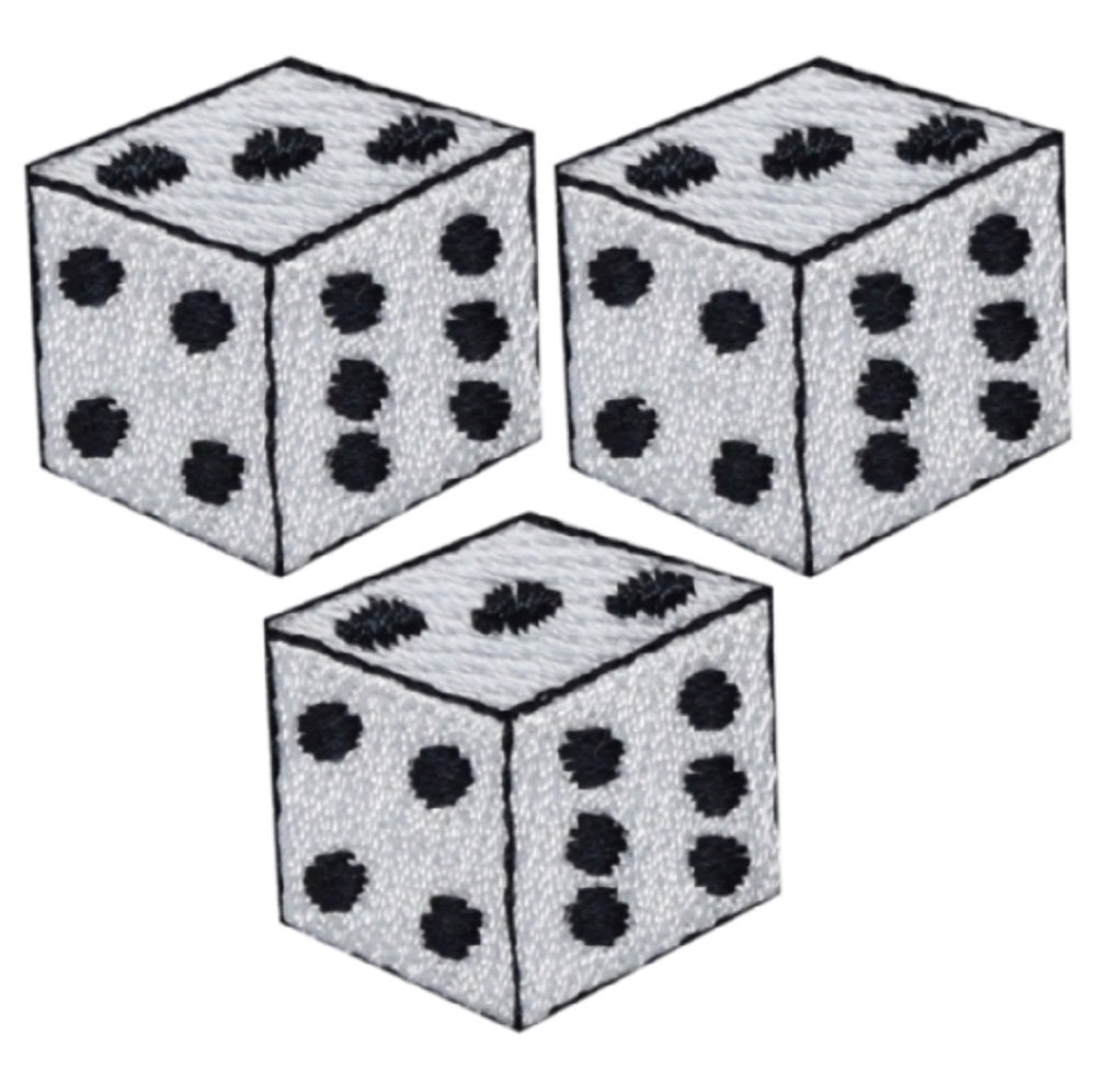 Dice Embroidered Patch — 3-Pack — Iron On 1"