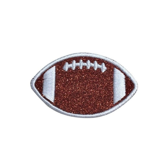 Glitter Football Embroidered Patch — Iron On (Small 2")
