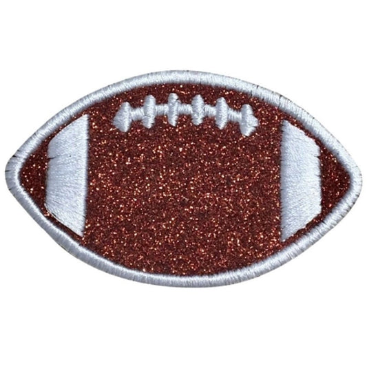 Glitter Football Embroidered Patch — Iron On (Large 4")