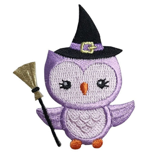 Witch Embroidered Patch — Owl, Halloween Badge 2.75" — Iron On
