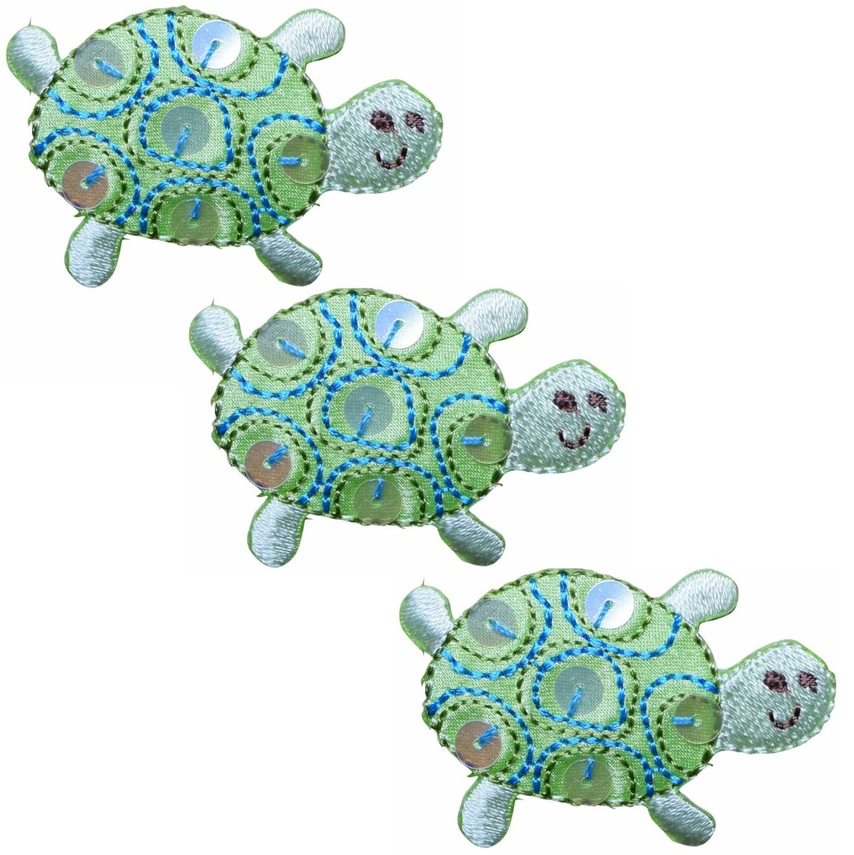 Sea Turtle Embroidered Patch — 3-Pack — Iron On 1.75"