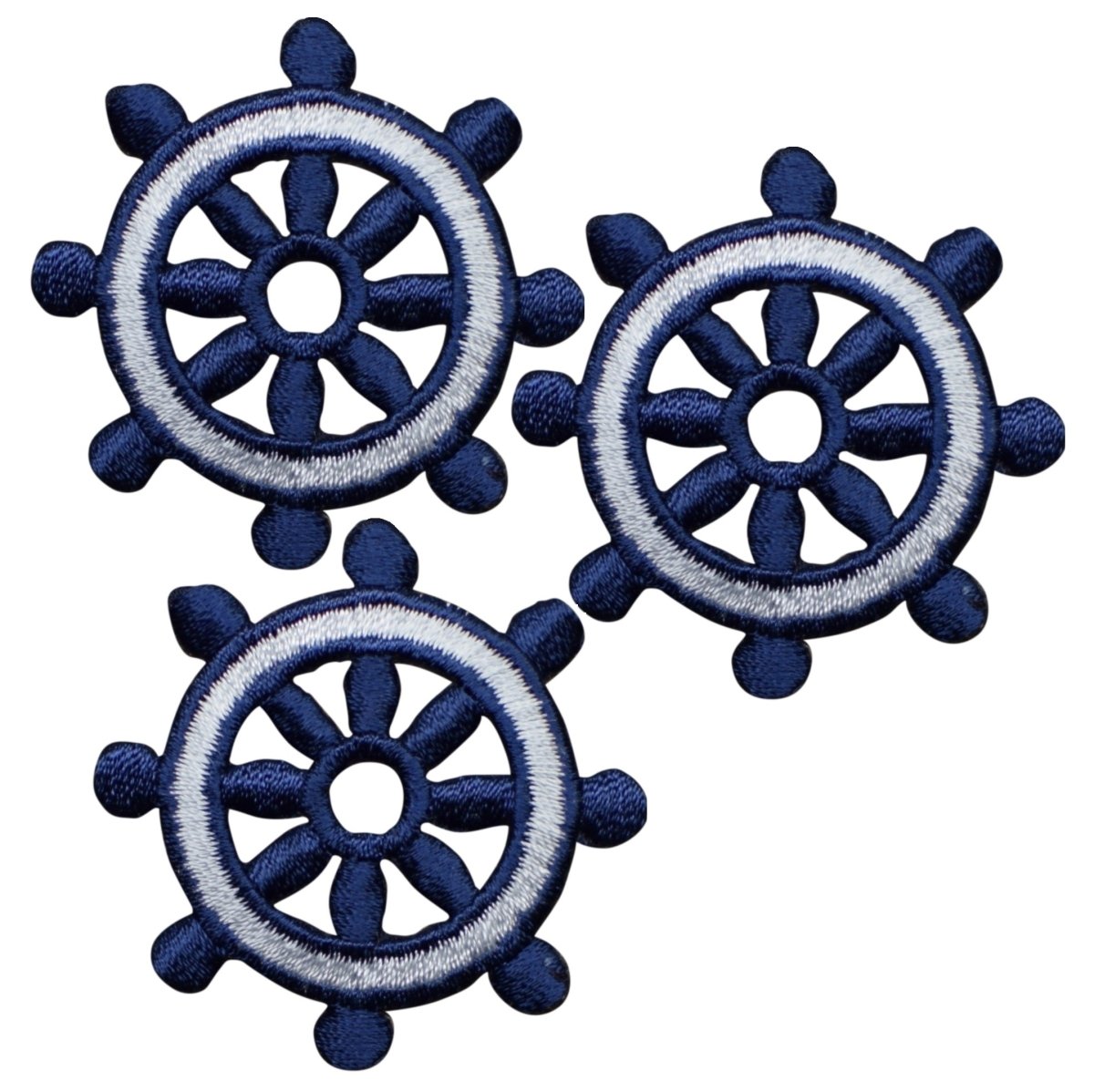 Ship's Wheel Embroidered Patch — 3-Pack — Iron On 1.75"