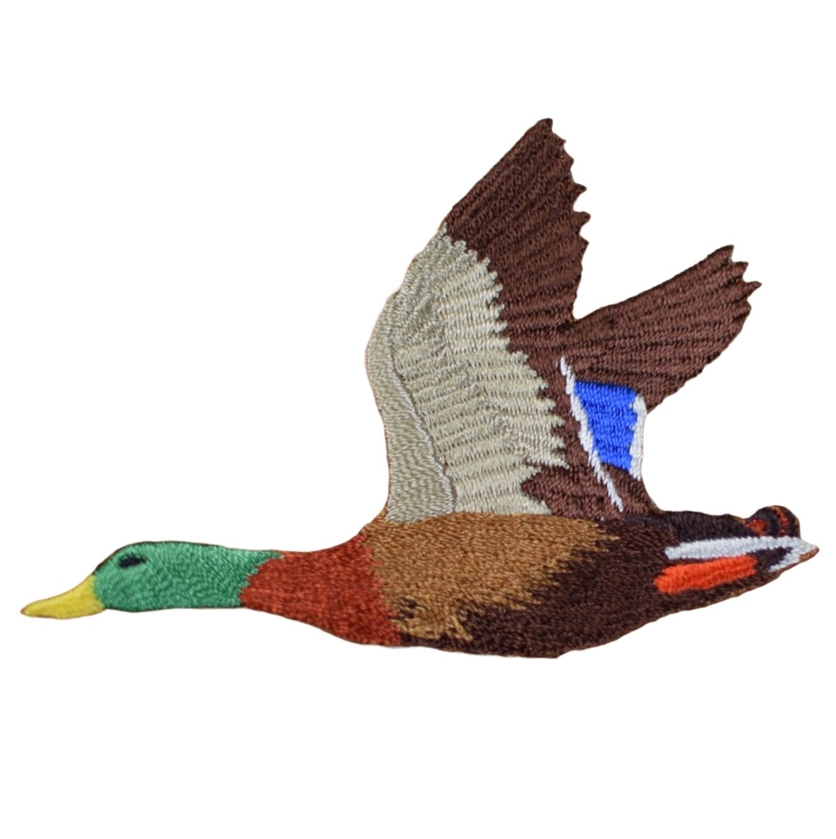 Duck Embroidered Patch — Flying Drake Mallard, Water Fowl Badge 3" — Iron On