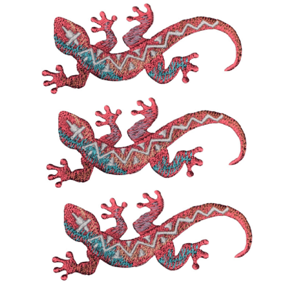 Lizard Embroidered Patch — 3-Pack — Iron On 3"
