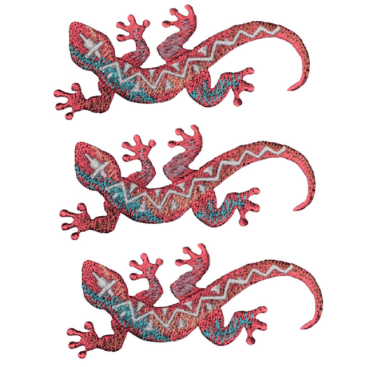 Lizard Embroidered Patch — 3-Pack — Iron On 3"